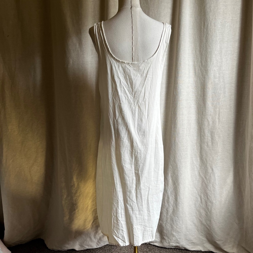 Vintage 1930s 1940s White Cotton Prairie Slip Dress Minimalist Nightgown M/L - Picture 4 of 6